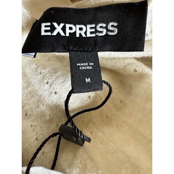 Express Cream Ribbed Button Front Cardigan Sweater NWT Size M - Picture 4 of 6